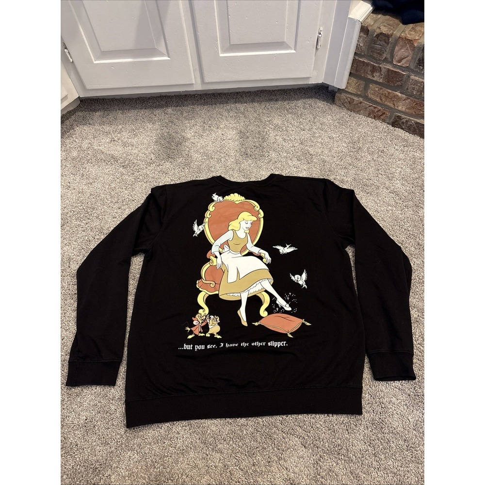 Disney Cakeworthy Womens Cinderella Crewneck Sweatshirt Sz 2XL Black Pullover
